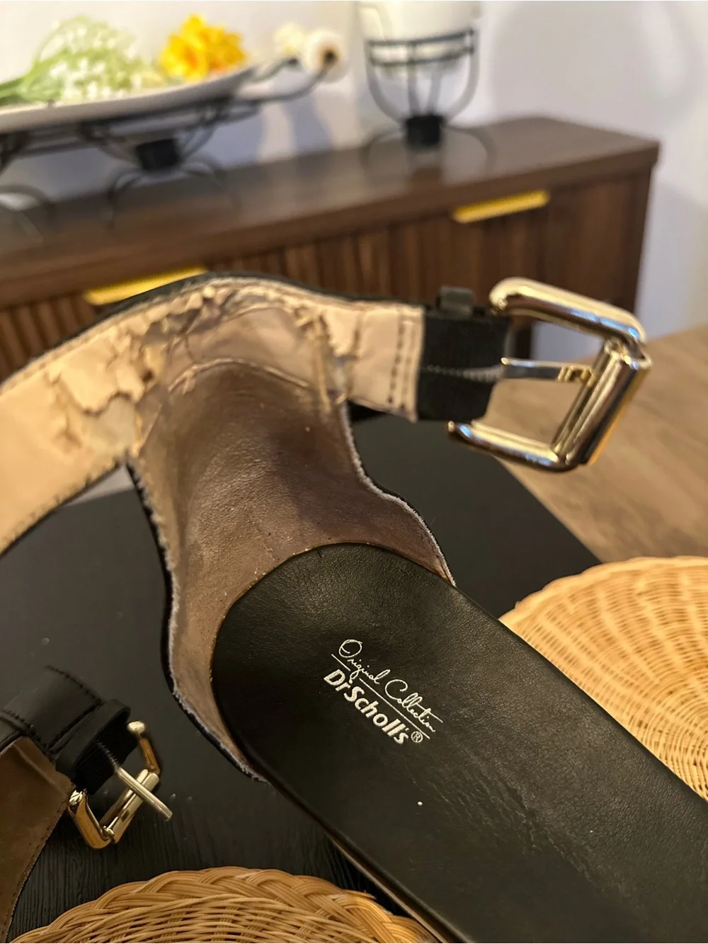 Dr. Scholl's Black and White Wedge Sandals